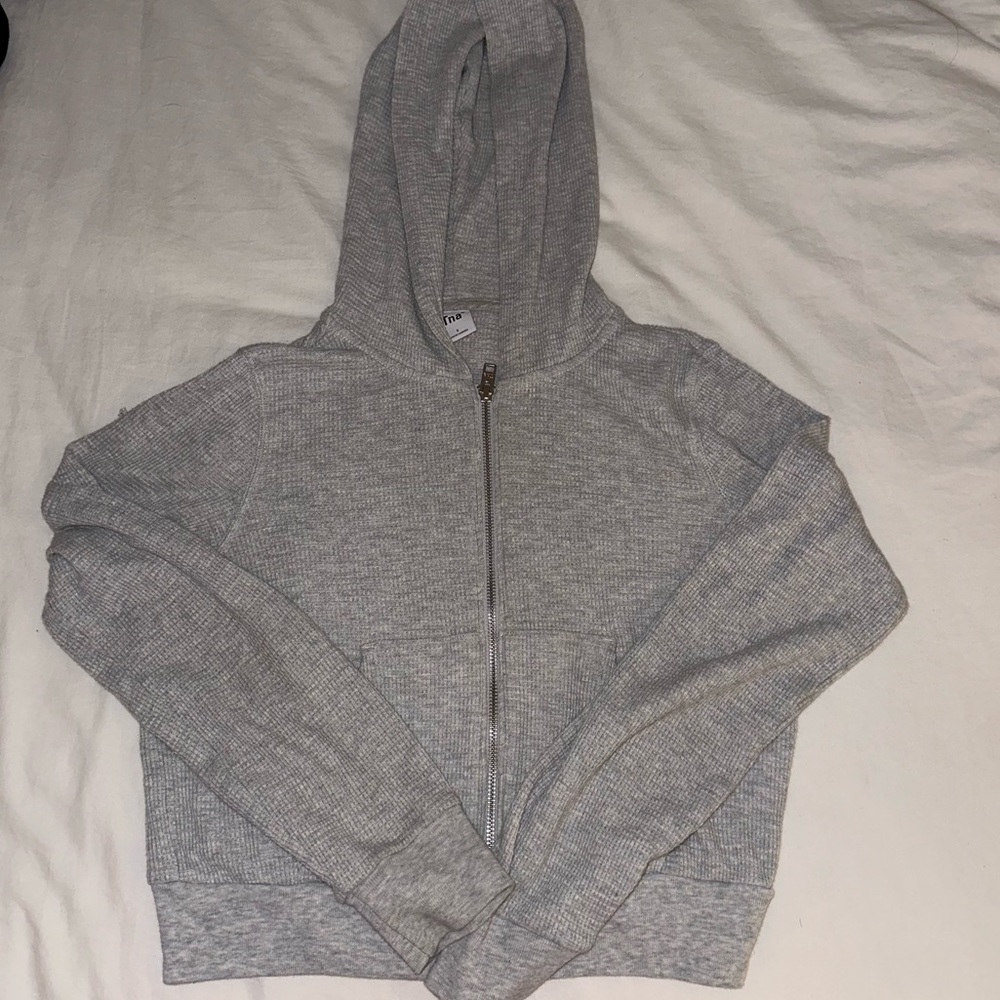 Aritzia Waffle Knit Cropped Zip Up